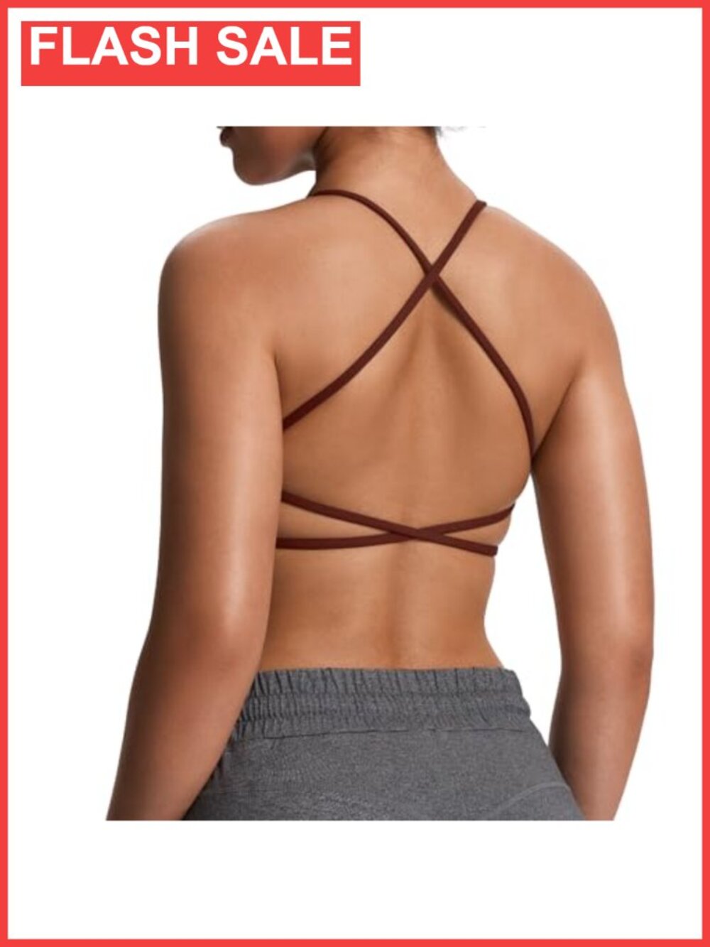 Cross Back Sports Bra Scoop Neck Removable Pads Wire Free Medium Support